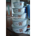 5 sets cute decals enamel ice bowl with PE lid